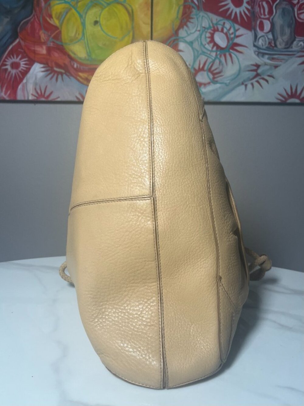 Cole Haan Village SP06 Beige Pebbled Leather Hobo Shoulder Bag Y2K - Picture 7 of 16